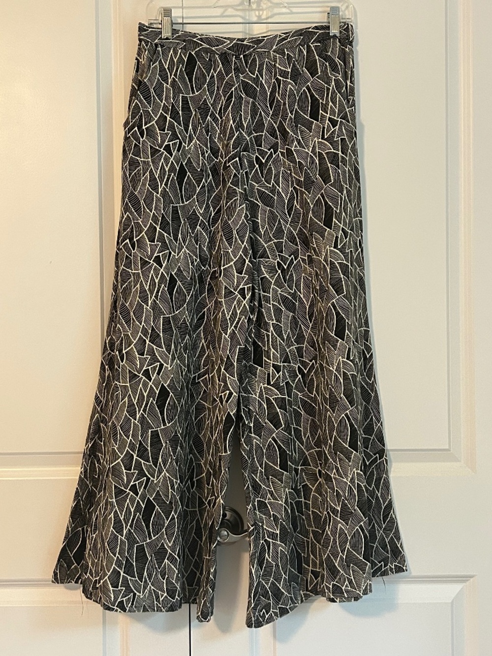 Japna Pants Black White abstract Print boho modern Wide Leg High Waist palazzo